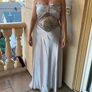Silver evening gown